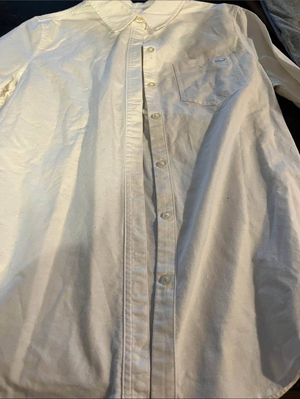 Vineyard Vines Women White Cotton Button-Down Shirt with Pocket Whale Logo